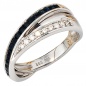 Preview: Damen Ring 585 Gold Weißgold 9 Diamanten Brillanten 0,14ct. 16 Safire blau