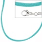 Preview: Collier Halskette Seide türkis 42 cm, Verschluss 925 Silber Kette