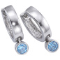 Preview: Creolen 925 Silber 2 Zirkonia blau Ohrringe Silberohrringe Silbercreolen