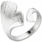 Mobile Preview: Damen Ring Ginko Ginkgo offen 925 Sterling Silber mattiert Handarbeit Silberring