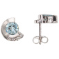 Preview: Ohrstecker 585 Gold Weißgold 2 Aquamarine blau 10 Diamanten Brillanten Ohrringe