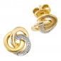 Preview: Ohrstecker Knoten verschlungen 585 Gold Gelbgold bicolor 2 Diamanten Ohrringe