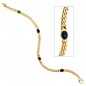 Preview: Armband 585 Gold Gelbgold massiv 19 cm Safir Rubin Smaragd Cabochon Goldarmband