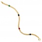 Preview: Armband 585 Gold Gelbgold massiv 19 cm Safir Rubin Smaragd Cabochon Goldarmband