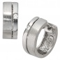 Preview: Creolen rund 925 Sterling Silber mattiert 2 Zirkonia Ohrringe Silbercreolen