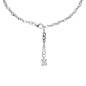 Preview: Fußkettchen Fußkette 925 Sterling Silber rhodiniert 1 Zirkonia 25 cm Karabiner