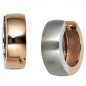 Preview: Creolen rund 585 Gold Weißgold Rotgold bicolor teil matt Ohrringe Goldcreolen
