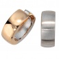 Preview: Creolen rund 585 Gold Weißgold Rotgold bicolor teil matt Ohrringe Goldcreolen