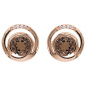 Preview: Ohrstecker rund 585 Gold Rotgold 8 Diamanten Brillanten 2 Rauchquarze braun