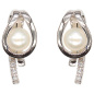 Preview: Ohrstecker 585 Gold Weißgold 6 Diamanten Brillanten 2 Süßwasser Perlen Ohrringe