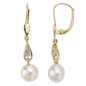 Preview: Boutons 585 Gold Gelbgold 2 Diamanten 2 Süßwasser Perlen Ohrringe Ohrhänger