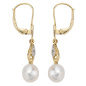 Preview: Boutons 585 Gold Gelbgold 2 Diamanten 2 Süßwasser Perlen Ohrringe Ohrhänger