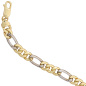 Preview: Figaroarmband 333 Gold Gelbgold Weißgold bicolor 19 cm Armband Karabiner