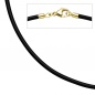 Mobile Preview: Halskette Kautschuk schwarz mit 333 Gelbgold 2 mm 45 cm Kautschukkette