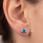 Preview: Ohrstecker rund 925 Sterling Silber rhodiniert 2 Zirkonia hellblau blau Ohrringe
