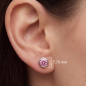 Preview: Ohrstecker rund 925 Sterling Silber rhodiniert 2 Zirkonia rosa rosé Ohrringe
