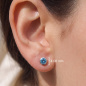 Preview: Ohrstecker rund 925 Sterling Silber rhodiniert 2 Zirkonia hellblau blau Ohrringe