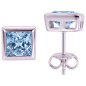 Preview: Ohrstecker quadratisch 925 Sterling Silber 2 Zirkonia hellblau blau Ohrringe