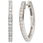 Preview: Creolen oval 925 Sterling Silber mit 26 Zirkonia Ohrringe Silbercreolen
