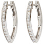 Preview: Creolen oval 925 Sterling Silber mit 26 Zirkonia Ohrringe Silbercreolen