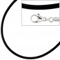 Preview: Halskette Kautschuk schwarz mit 925 Silber 2 mm 45 cm Kautschukkette