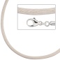 Preview: Collier Halskette Seide beige 2,8 mm 42 cm, Verschluss 925 Silber Kette