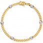 Preview: Armband 585 Gold Gelbgold Weißgold bicolor 6 Diamanten Brillanten 19 cm