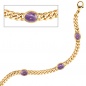 Preview: Armband 585 Gold Gelbgold 19 cm 4 Amethyst-Cabochons lila violett Goldarmband