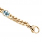 Preview: Armband 585 Gold Gelbgold 19 cm 4 Blautopase hellblau blau Goldarmband Karabiner