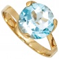 Preview: Damen Ring 585 Gold Gelbgold 1 Blautopas hellblau blau Goldring Topasring