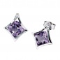 Preview: Ohrstecker 585 Gold Weißgold 4 Diamanten 2 Amethyst lila violett Ohrringe