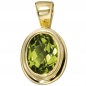 Preview: Anhänger oval 585 Gold Gelbgold 1 Peridot grün Goldanhänger