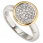 Mobile Preview: Damen Ring 585 Gold Weißgold Gelbgold bicolor 40 Diamanten Brillanten Goldring
