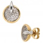 Preview: Ohrstecker 585 Gold Gelbgold Weißgold bicolor 60 Diamanten Brillanten Ohrringe