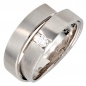 Preview: Damen Ring 585 Gold Weißgold matt 1 Diamant Brillant 0,12ct. Weißgoldring