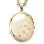 Preview: Medaillon oval 585 Gold Gelbgold mattiert 6 Diamanten Anhänger zum Öffnen