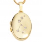 Preview: Medaillon oval für 2 Fotos aus 333 Gold Gelbgold 4 Zirkonia Anhänger zum Öffnen
