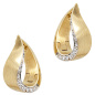 Preview: Creolen 585 Gold Gelbgold bicolor teilmatt 18 Diamanten Brillanten Ohrringe