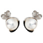 Preview: Ohrstecker 585 Gold Weißgold 16 Diamanten Brillanten 2 Süßwasser Perlen Ohrringe