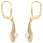 Preview: Boutons 333 Gold Gelbgold 2 Süßwasser Perlen 2 Zirkonia Ohrringe Ohrhänger