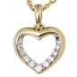 Preview: Anhänger Herz 333 Gold Gelbgold bicolor mit Zirkonia Herzanhänger Goldherz
