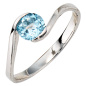 Preview: Damen Ring 333 Gold Weißgold 1 Blautopas hellblau blau Goldring
