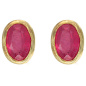 Preview: Ohrstecker oval 585 Gold Gelbgold 2 Rubine rot Ohrringe Goldohrstecker