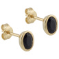 Preview: Ohrstecker oval 585 Gold Gelbgold 2 Safire blau Ohrringe Goldohrstecker