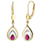 Preview: Boutons 585 Gold Gelbgold 2 Diamanten Brillanten 2 Rubine rot Ohrringe Ohrhänger