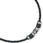 Mobile Preview: Collier Halskette Leder schwarz mit Edelstahl 45 cm Kette Lederkette