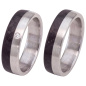 Preview: Partner Ring Edelstahl matt mit Carbon 1 Diamant Brillant