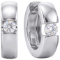 Preview: Creolen rund 925 Sterling Silber 2 Zirkonia Ohrringe Silbercreolen
