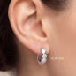 Preview: Creolen rund 925 Sterling Silber 2 Zirkonia Ohrringe Silbercreolen