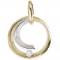 Preview: Anhänger rund 585 Gold Gelbgold Weißgold bicolor 1 Diamant Brillant 0,10ct.